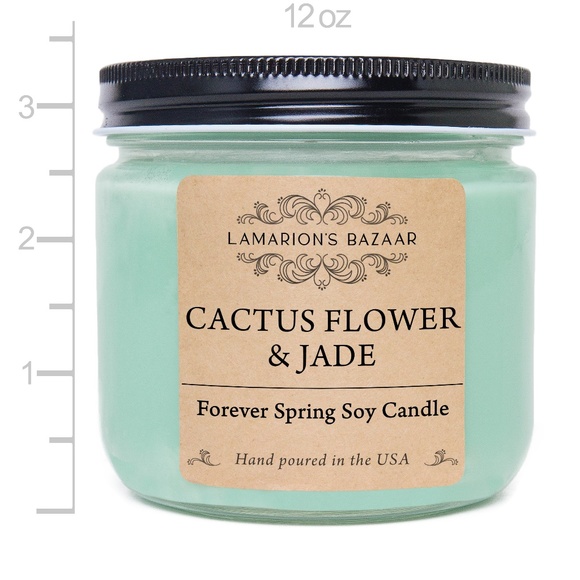 "CACTUS FLOWER & JADE" Forever Spring Fragrance - Floral Scented Soy Candle - Picture 3 of 5